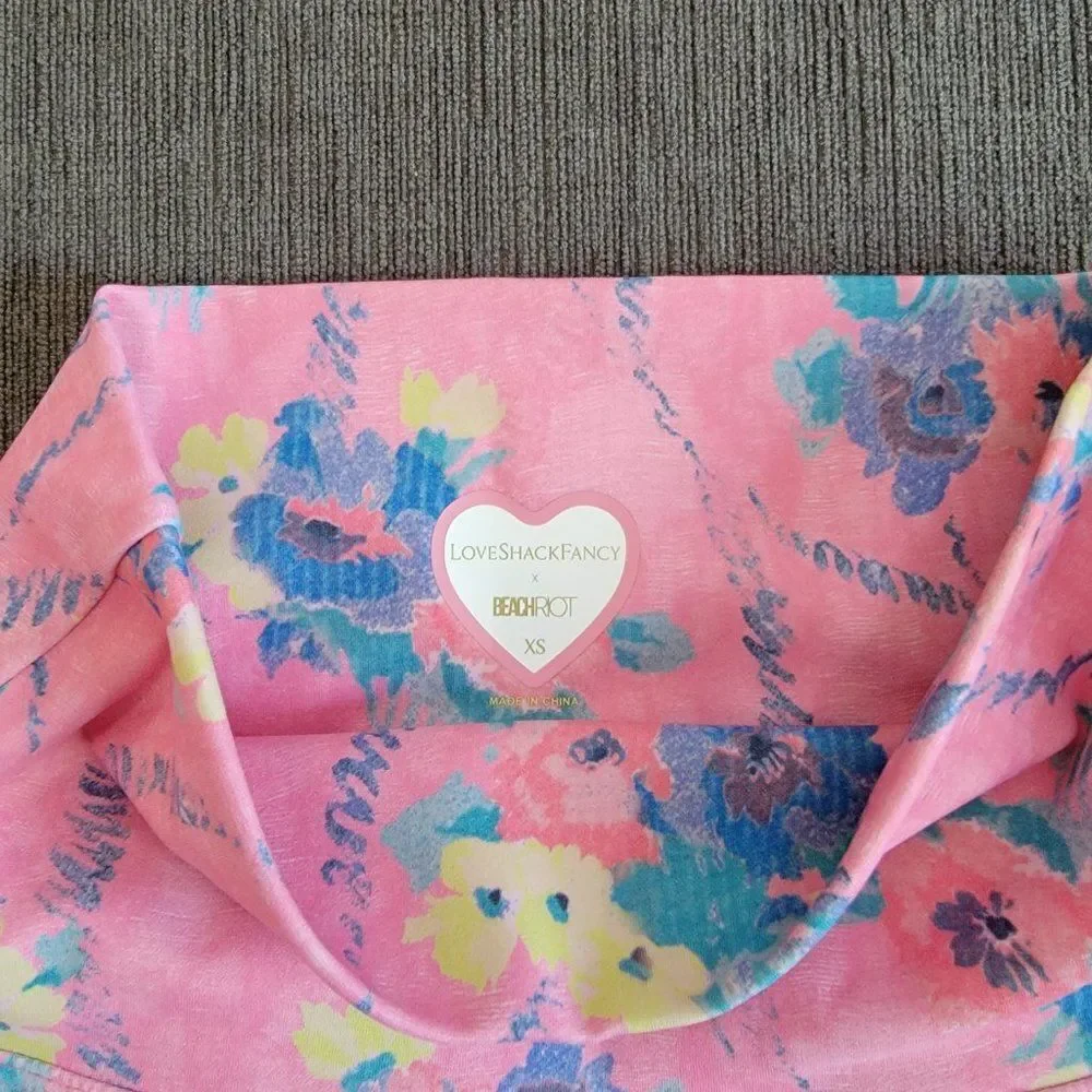 Love Shack Fancy Women's Pink X Beach Riot Hibiscus Bike Short Size XS